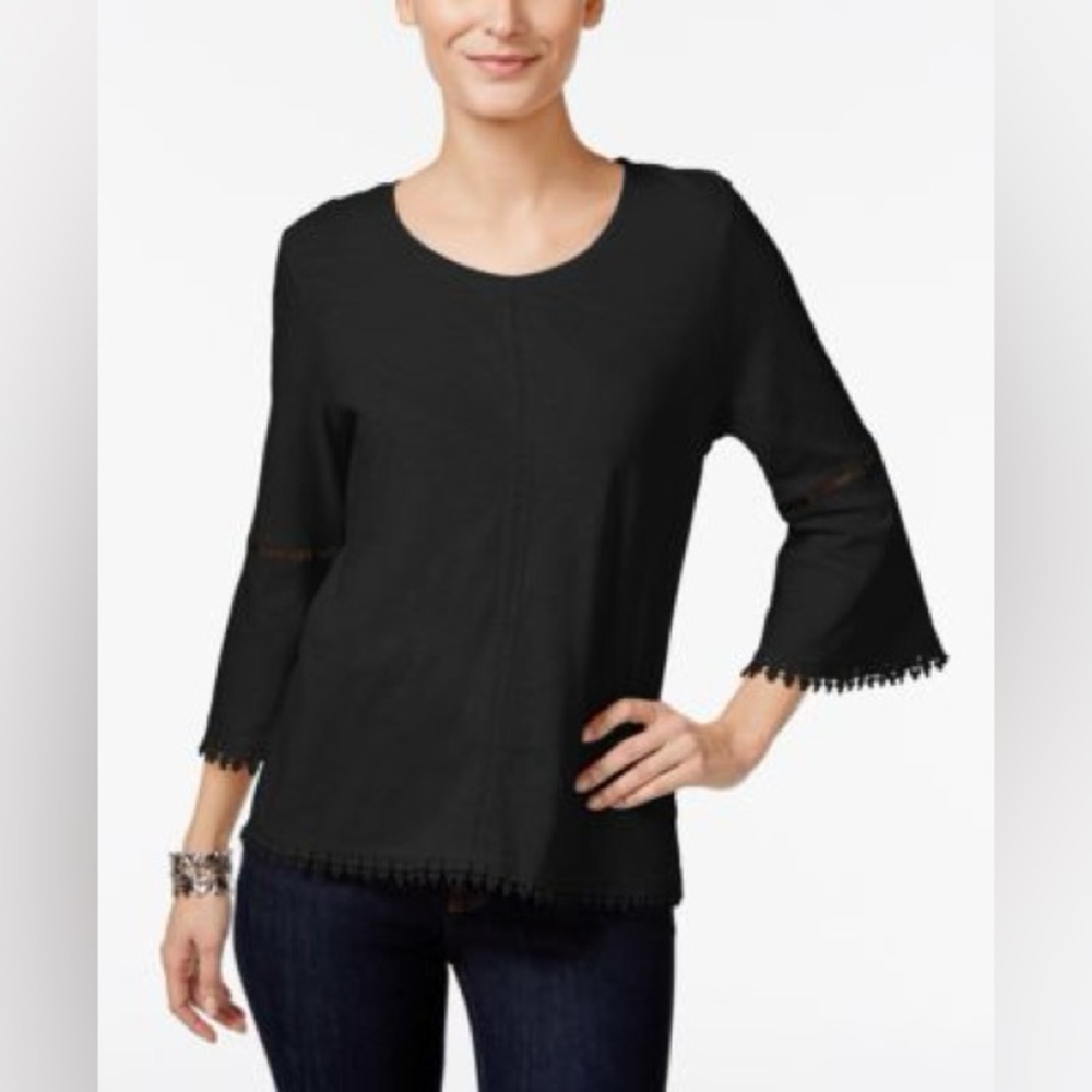 Cotton-Bleu Black Long Sleeve Top – Size M